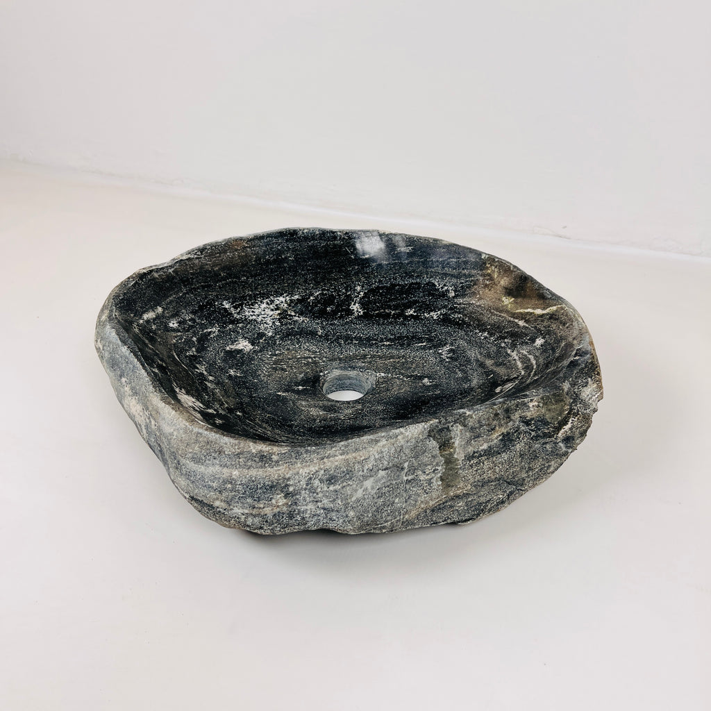 Splashed Midnight Black River Stone Sink