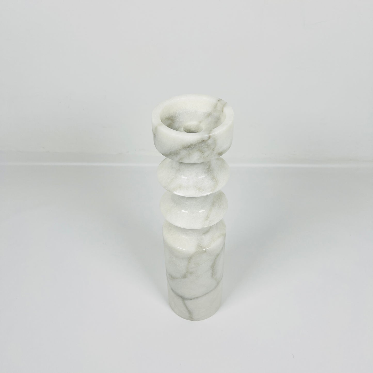 Dual Ringed Candle Stand - Gray