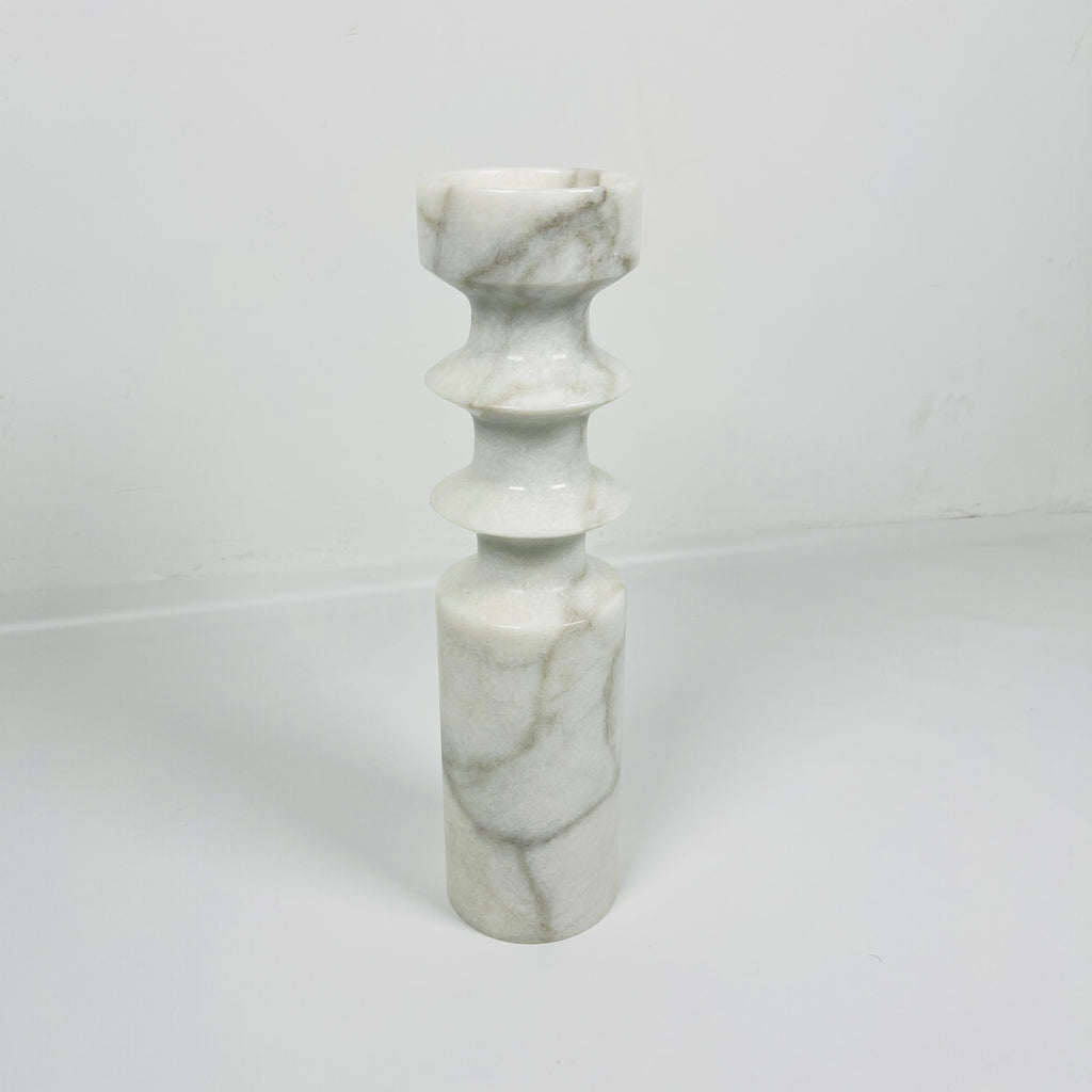 Bulged Disc Grey Marble Candle Stand