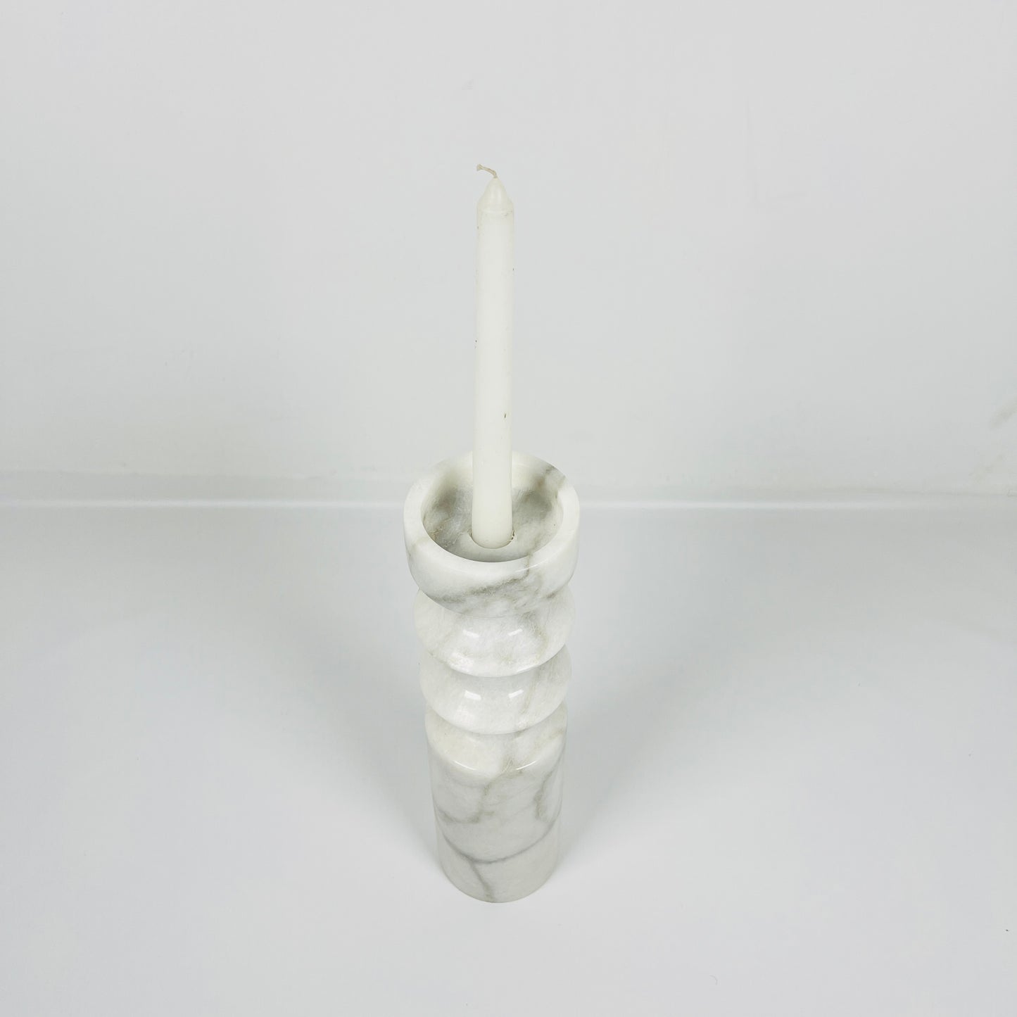 Dual Ringed Candle Stand - Gray