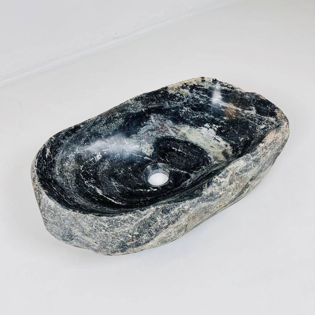 Brushed Midnight Black River Stone Sink