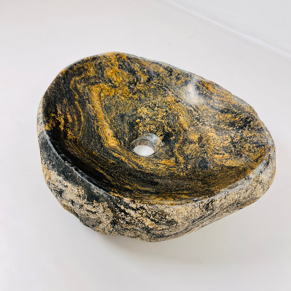 Mustard Splashed Stone Sink