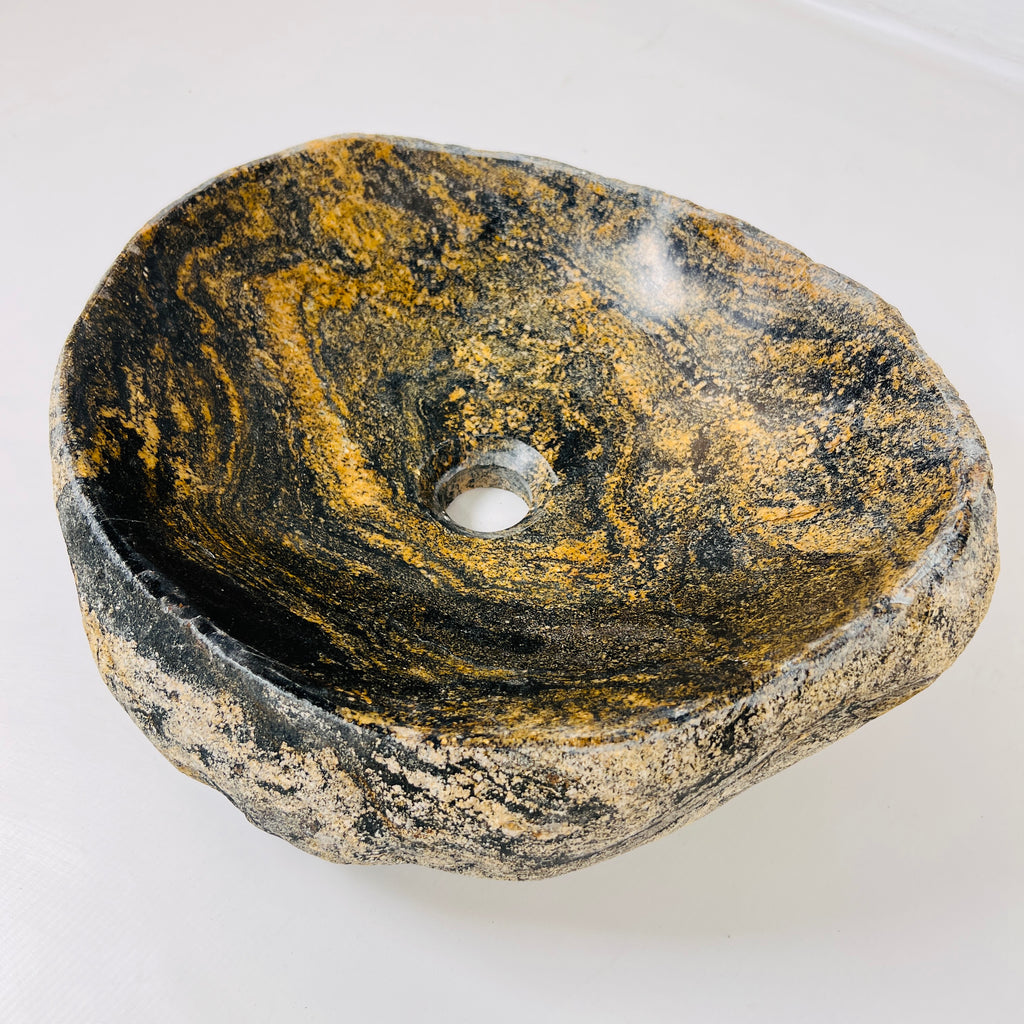 Mustard Splashed Stone Sink