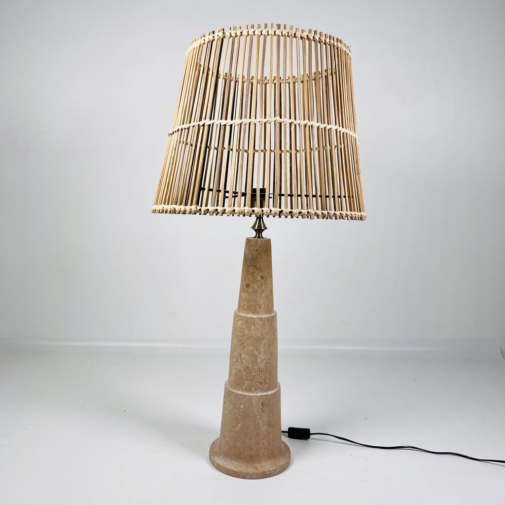 Trellis Travertine Table Lamp