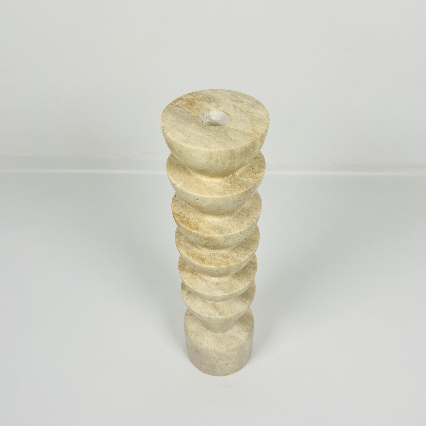 Segmented Candle Stand - Travertine