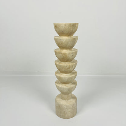 Segmented Candle Stand - Travertine
