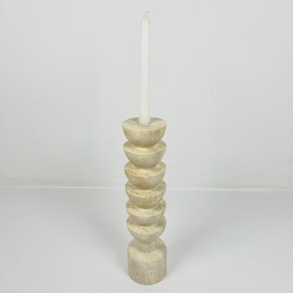 Segmented Candle Stand - Travertine