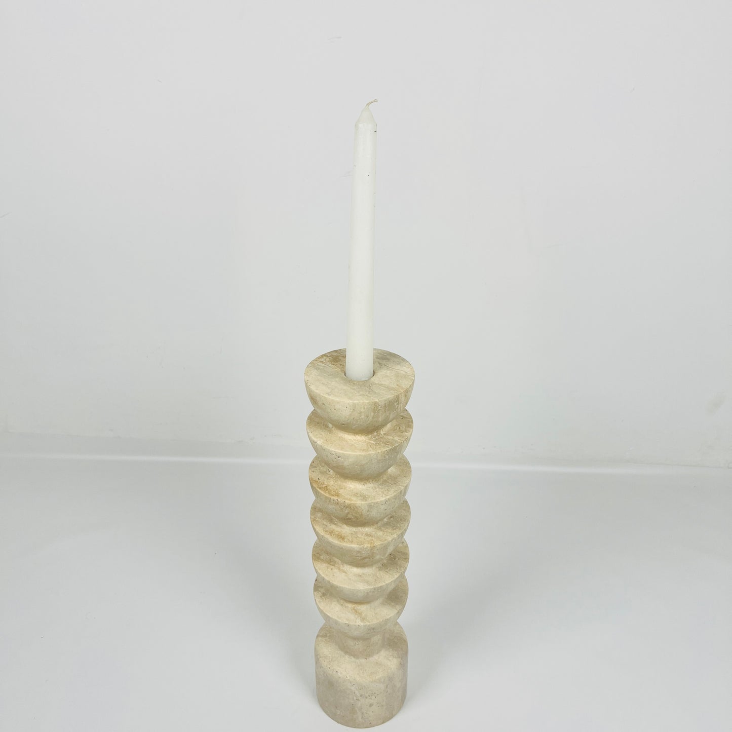Segmented Candle Stand - Travertine