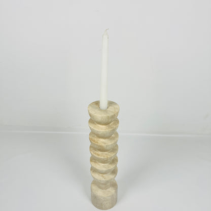 Segmented Candle Stand - Travertine