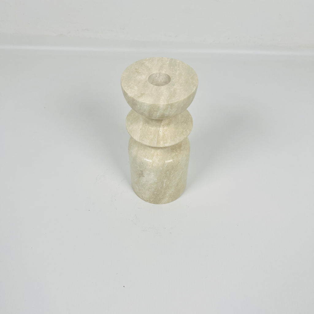 Short Ringed Bottled Travertine Candle Stand