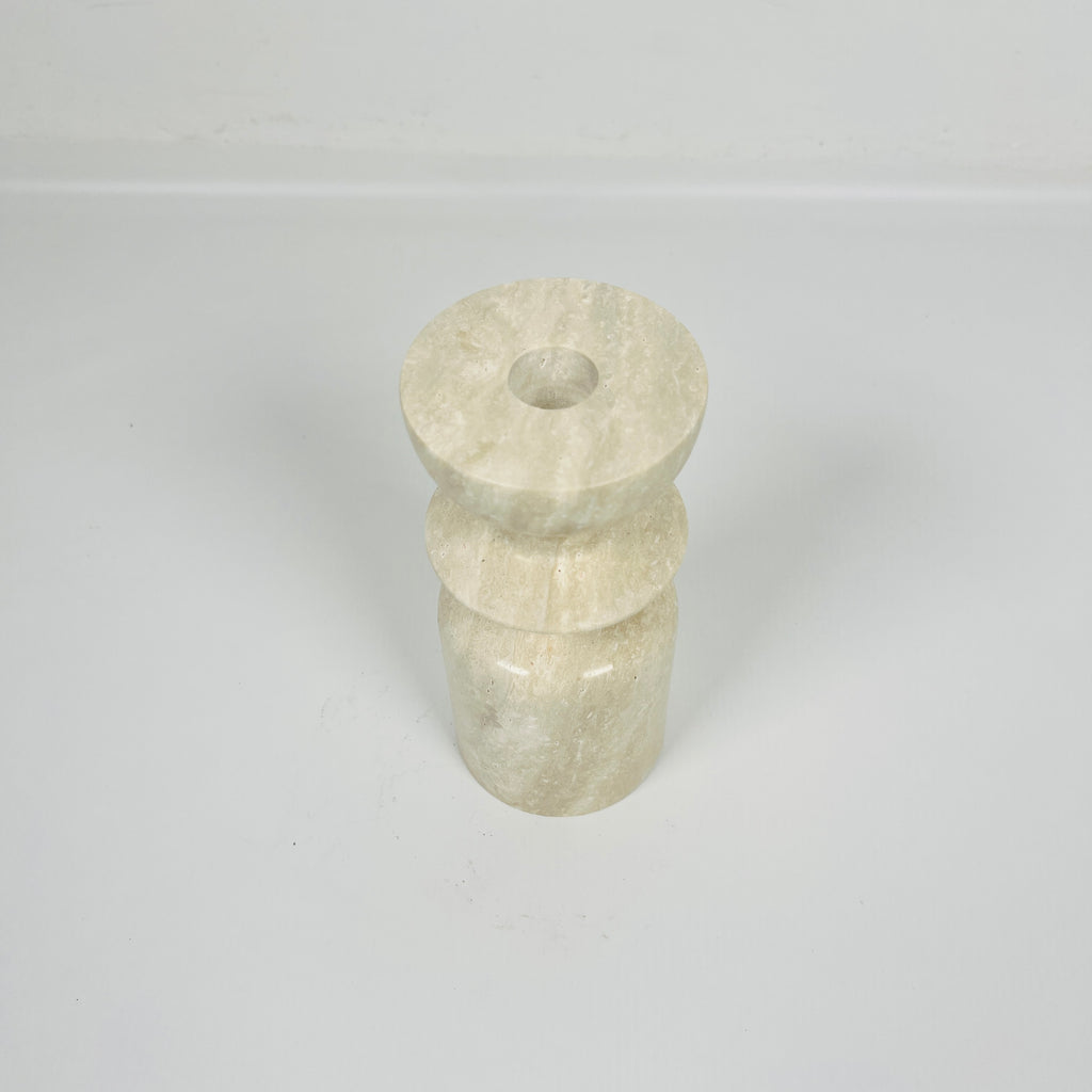 Short Ringed Bottled Travertine Candle Stand