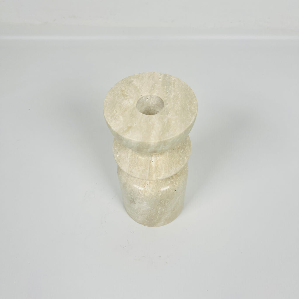 Short Ringed Bottled Travertine Candle Stand