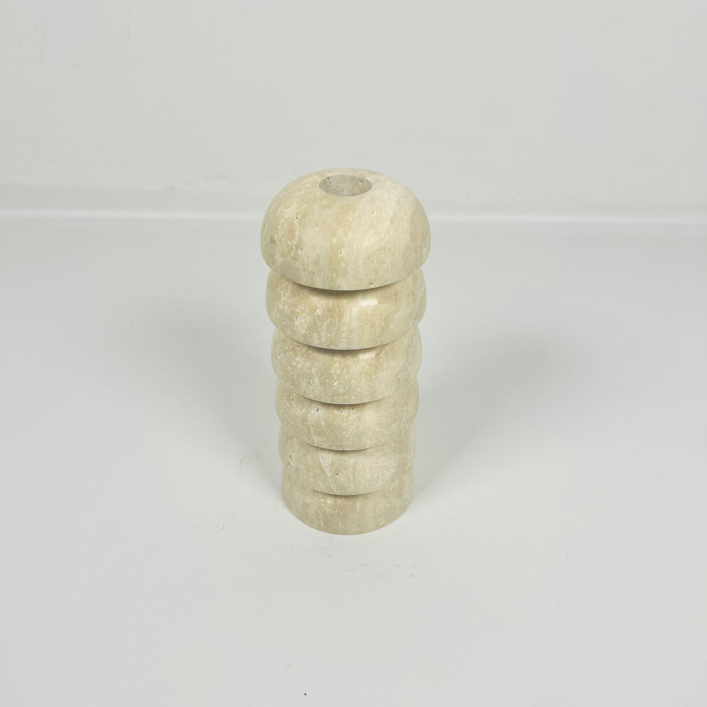 Stacked Domes Travertine Candle Stand