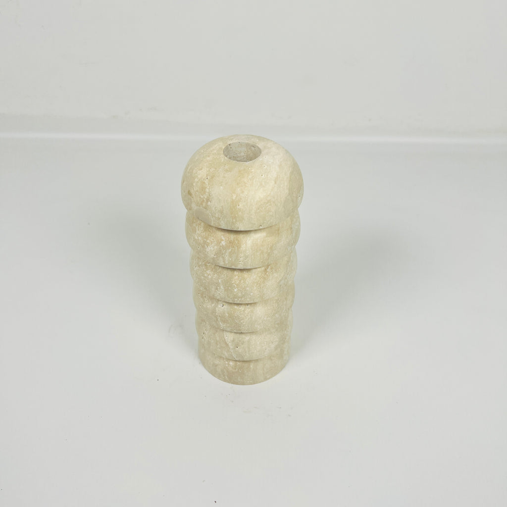 Stacked Domes Travertine Candle Stand