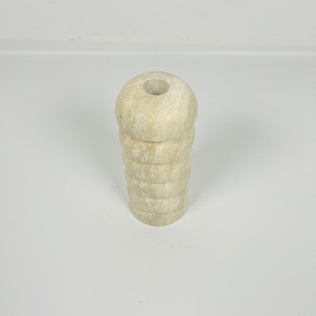 Stacked Domes Travertine Candle Stand