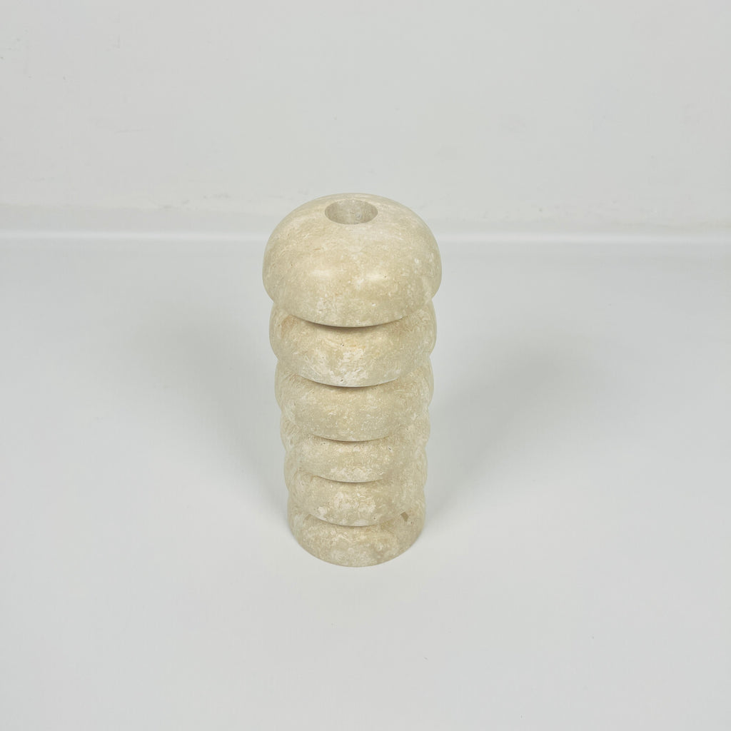 Stacked Domes Travertine Candle Stand