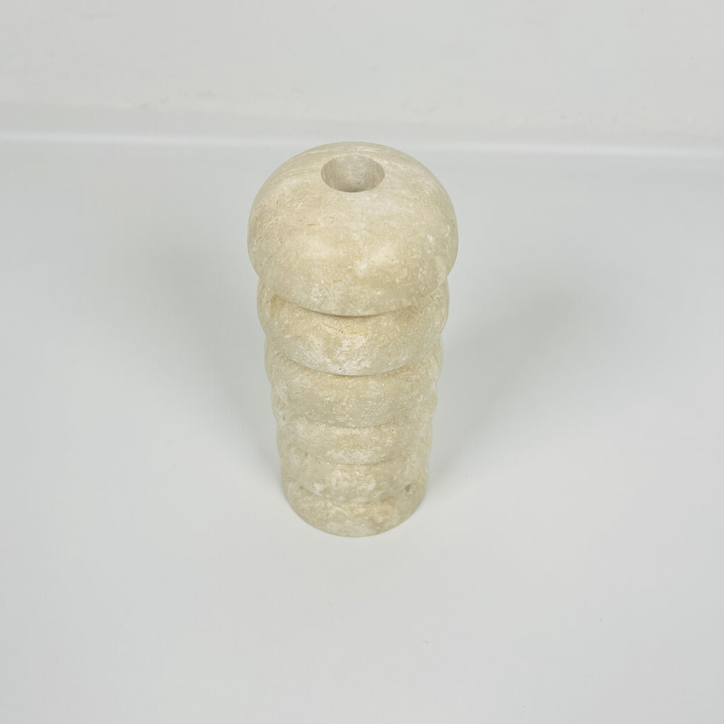 Stacked Domes Travertine Candle Stand