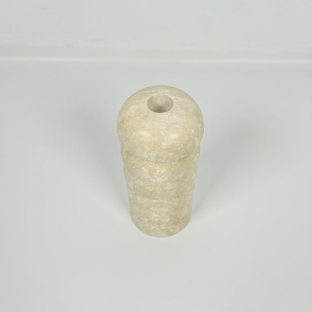 Stacked Domes Travertine Candle Stand