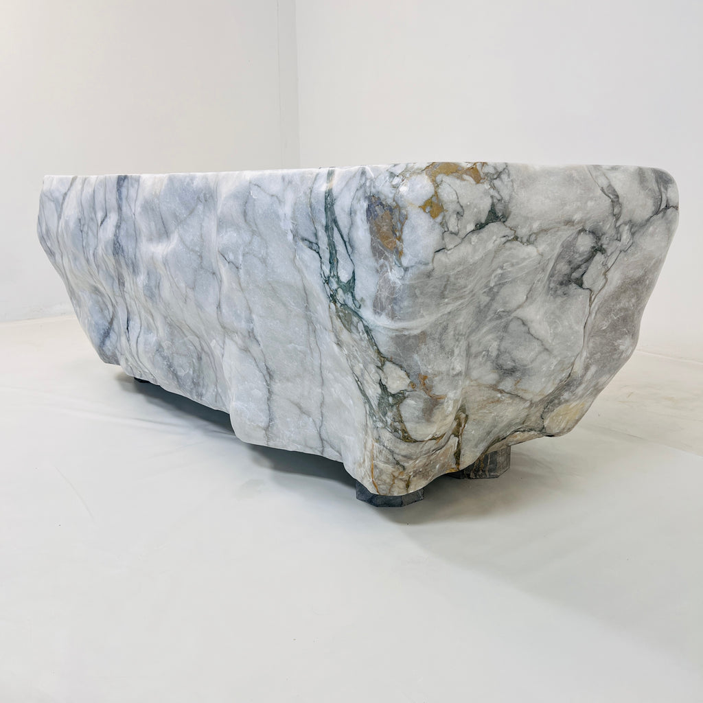 Hand Crafted Marble Bathtub in Grey Veined Marble