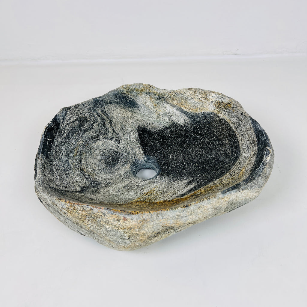 Deep Grey Marked River Stone Sink