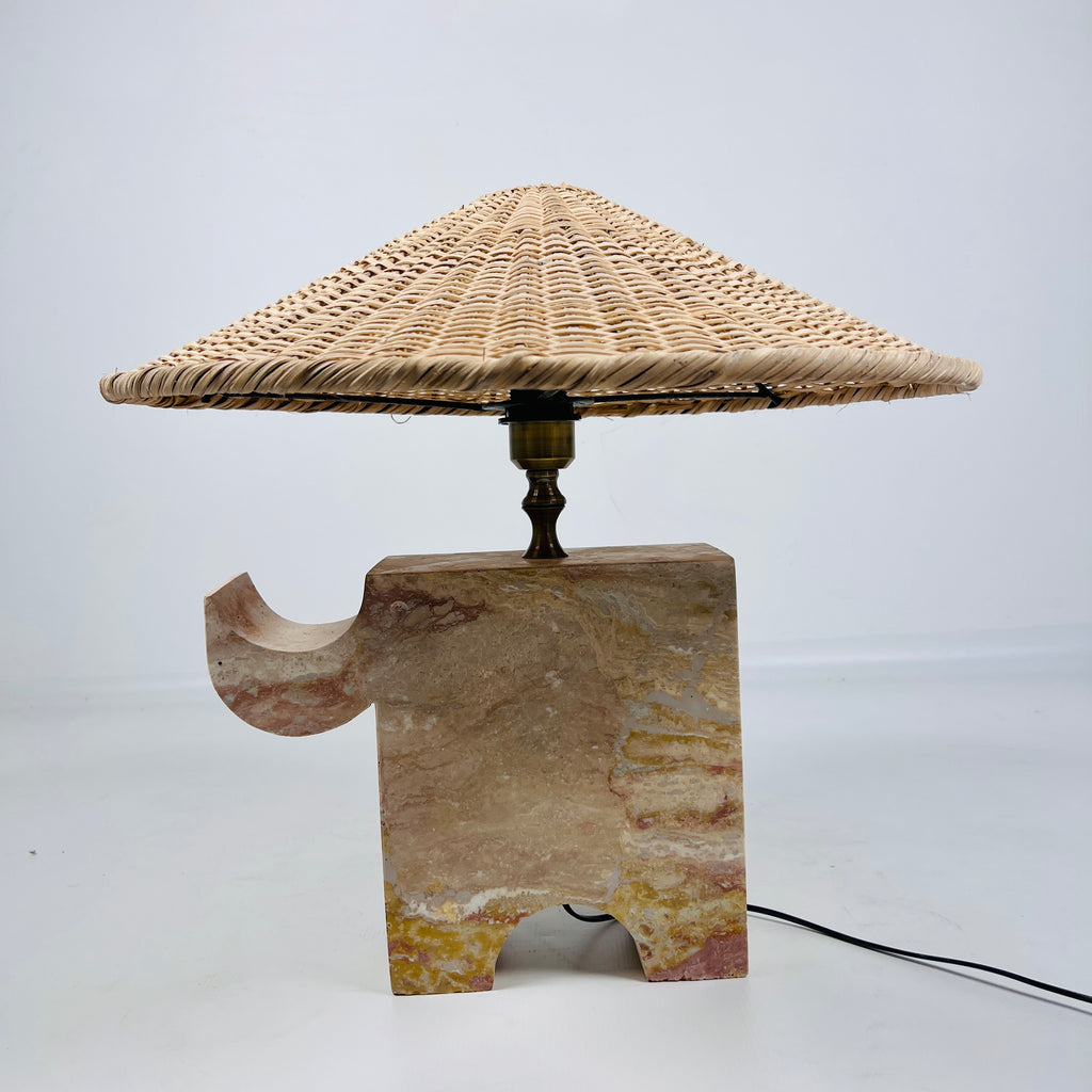 Trunk Light Travertine Table Lamp