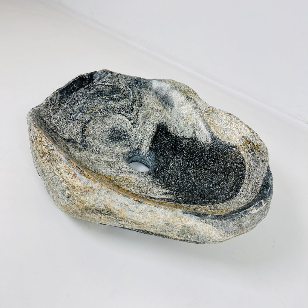 Deep Grey Marked River Stone Sink