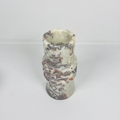 Ringed Marble Vase - Red & White