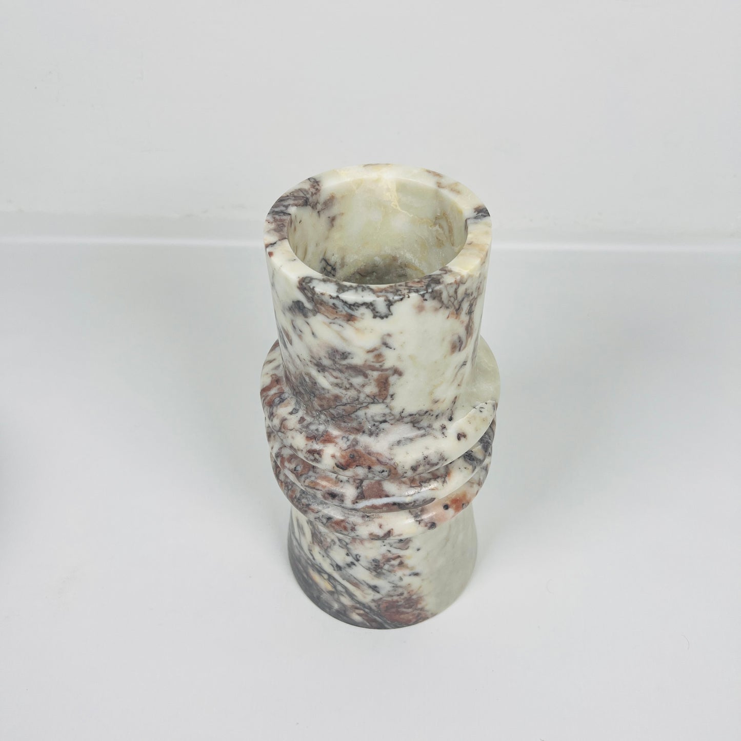 Ringed Marble Vase - Red & White