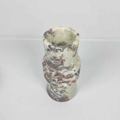 Ringed Marble Vase - Red & White