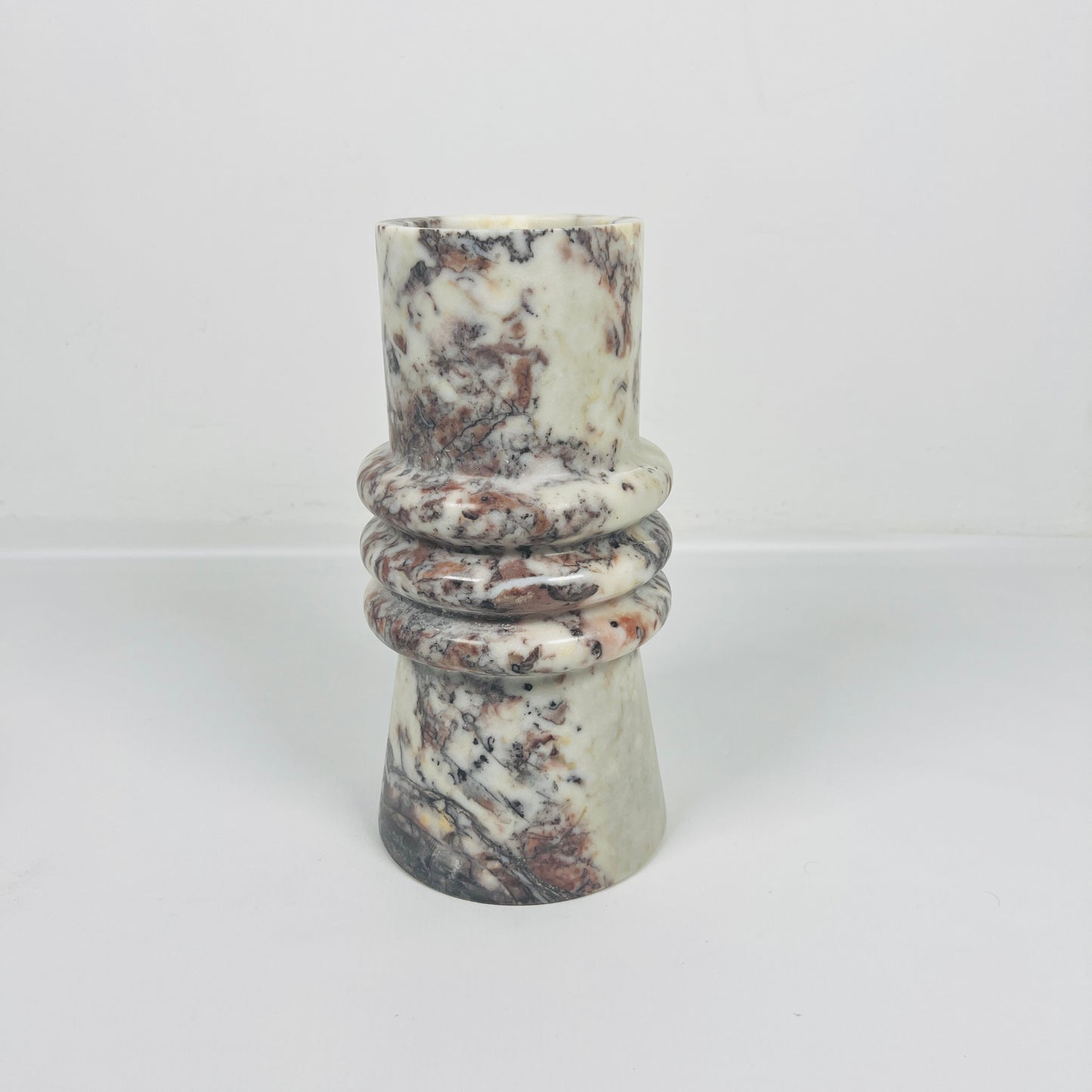 Ringed Marble Vase - Red & White