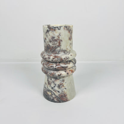 Ringed Marble Vase - Red & White