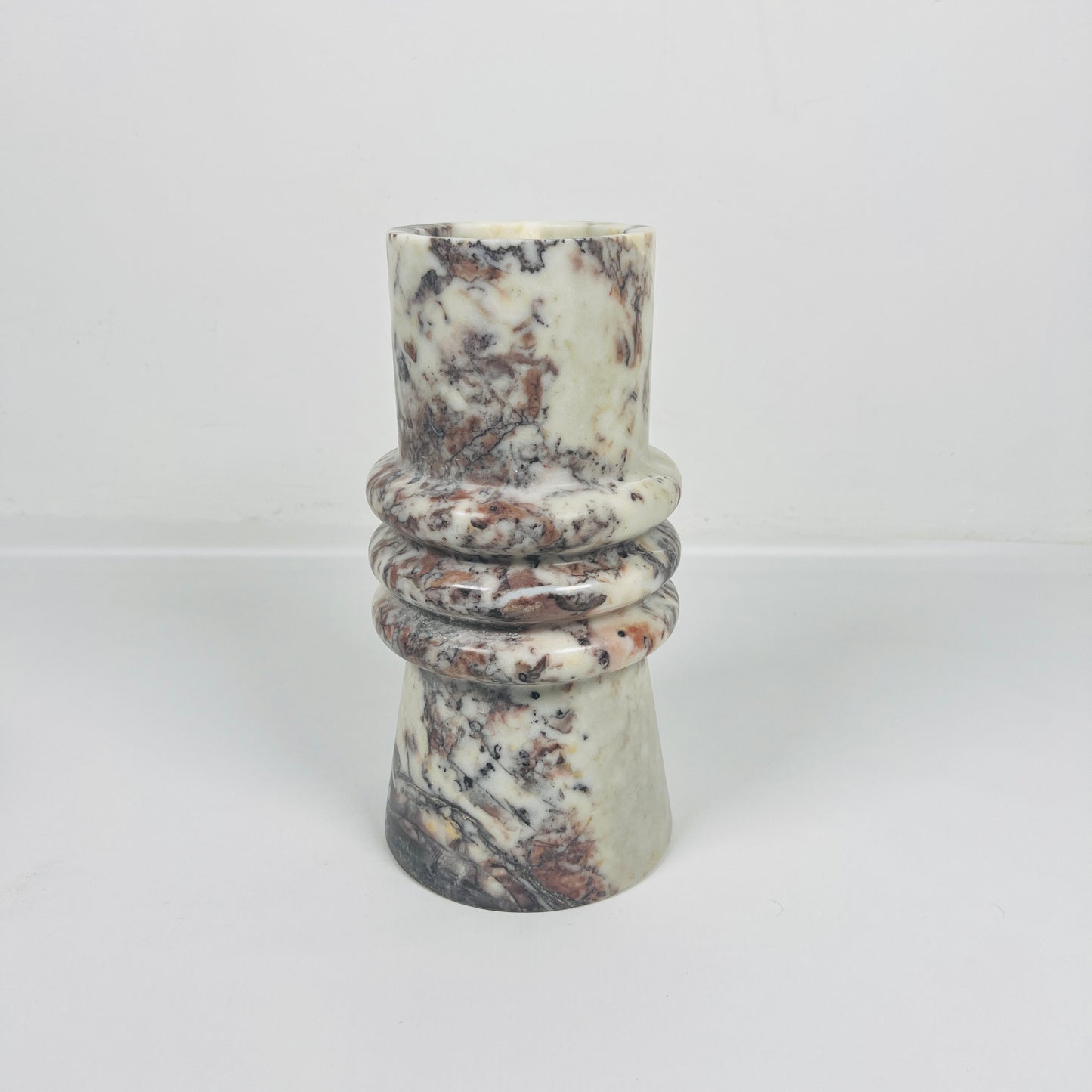 Ringed Marble Vase - Red & White