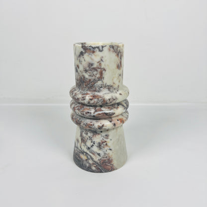 Ringed Marble Vase - Red & White