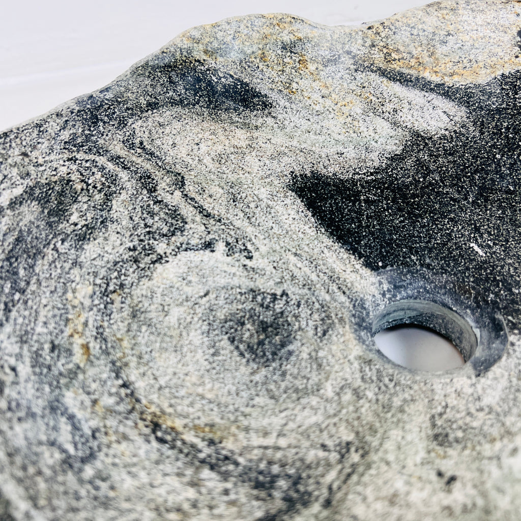 Deep Grey Marked River Stone Sink