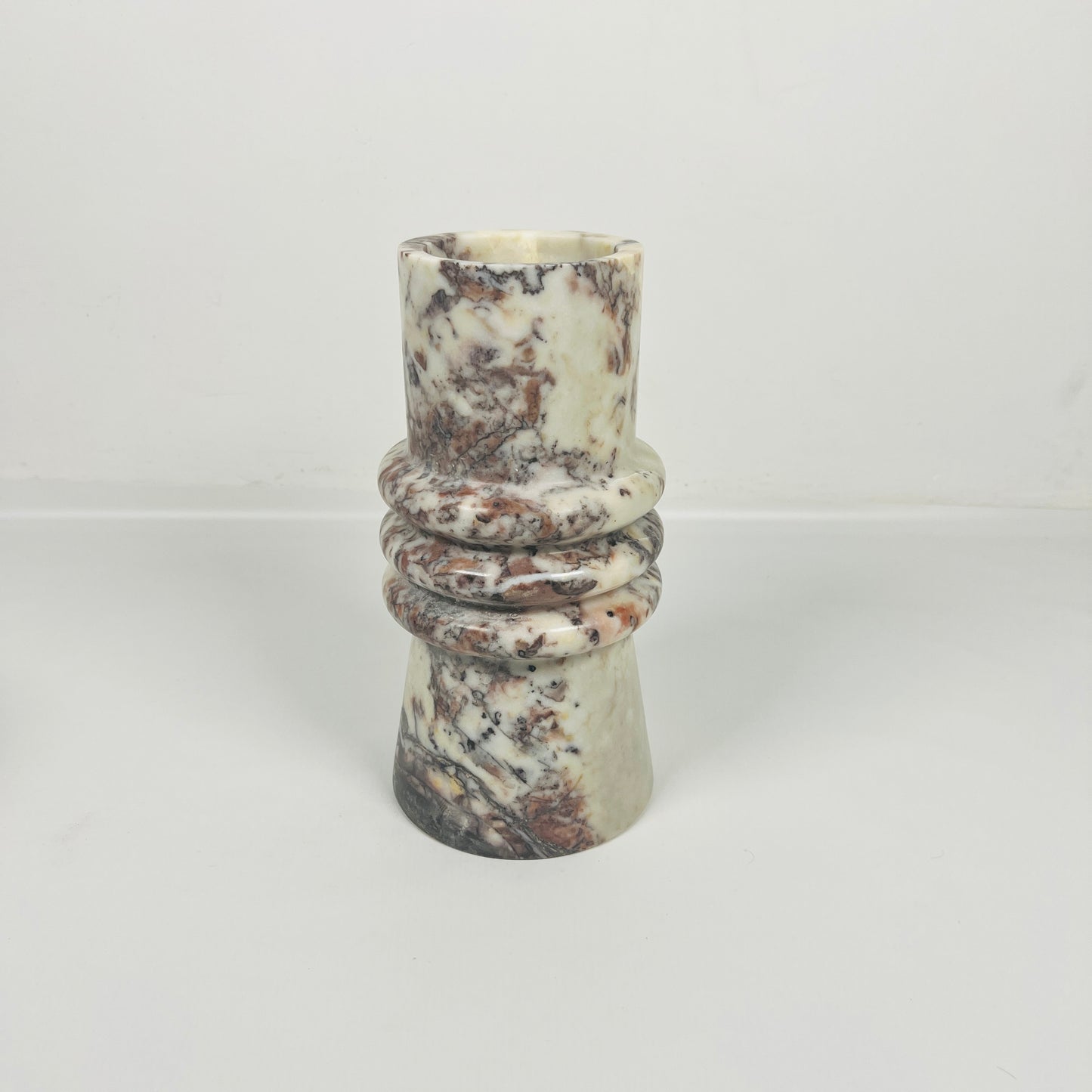 Ringed Marble Vase - Red & White