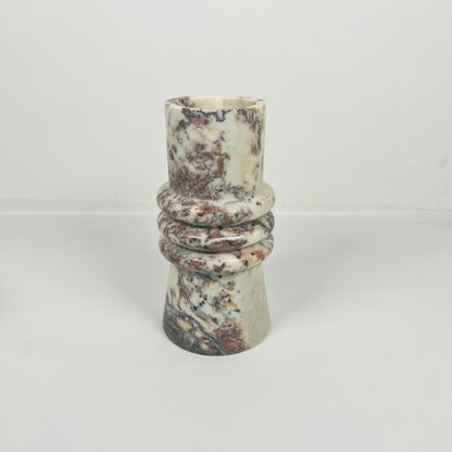 Ringed Marble Vase - Red & White