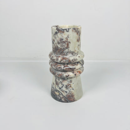 Ringed Marble Vase - Red & White