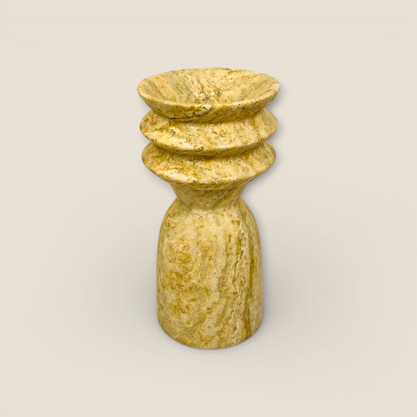 Ribbed Vase - Travertine