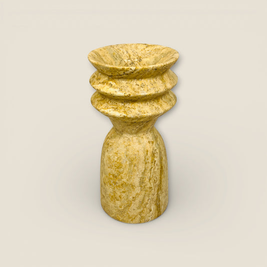 Ribbed Vase - Travertine
