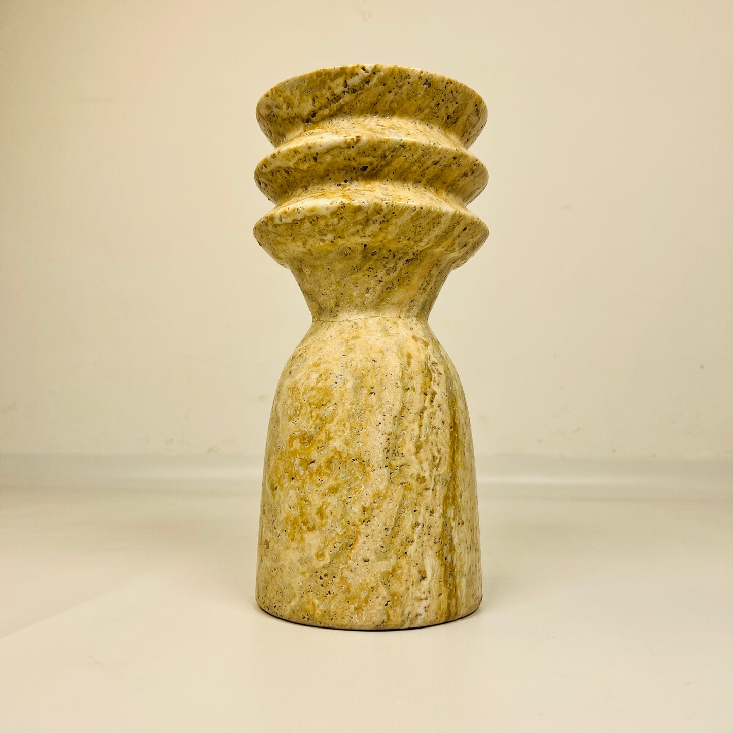 Ribbed Vase - Travertine