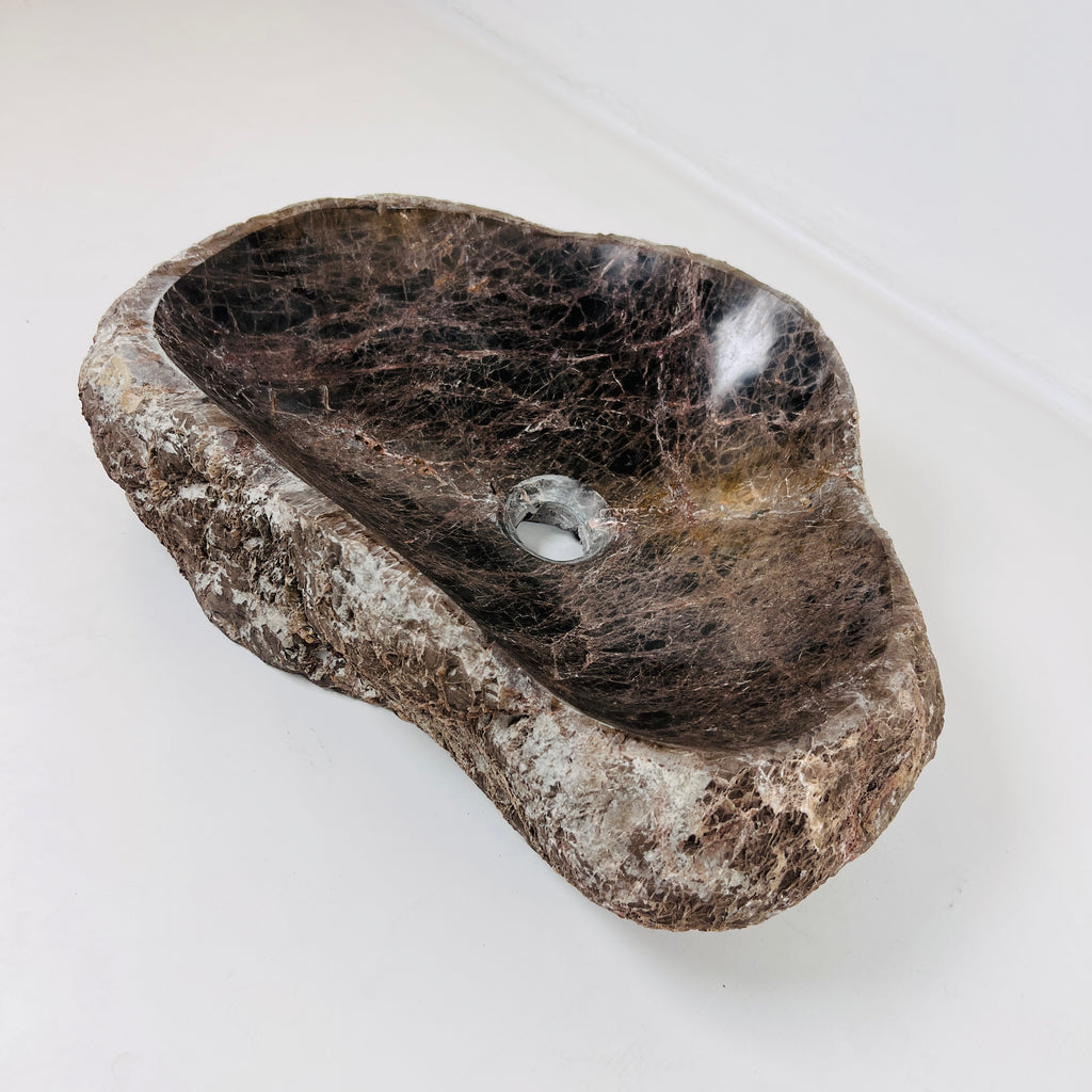 Brown Webbed River Stone Sink