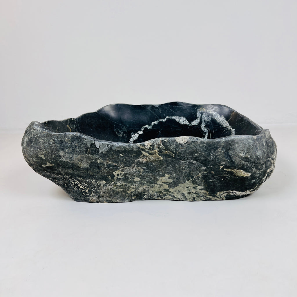 Ringed Black River Stone Sink