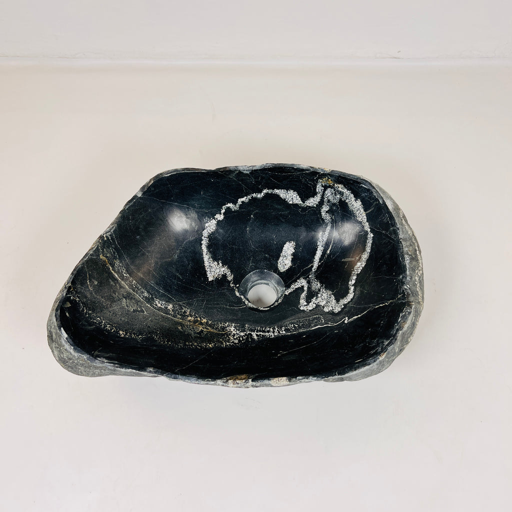 Ringed Black River Stone Sink