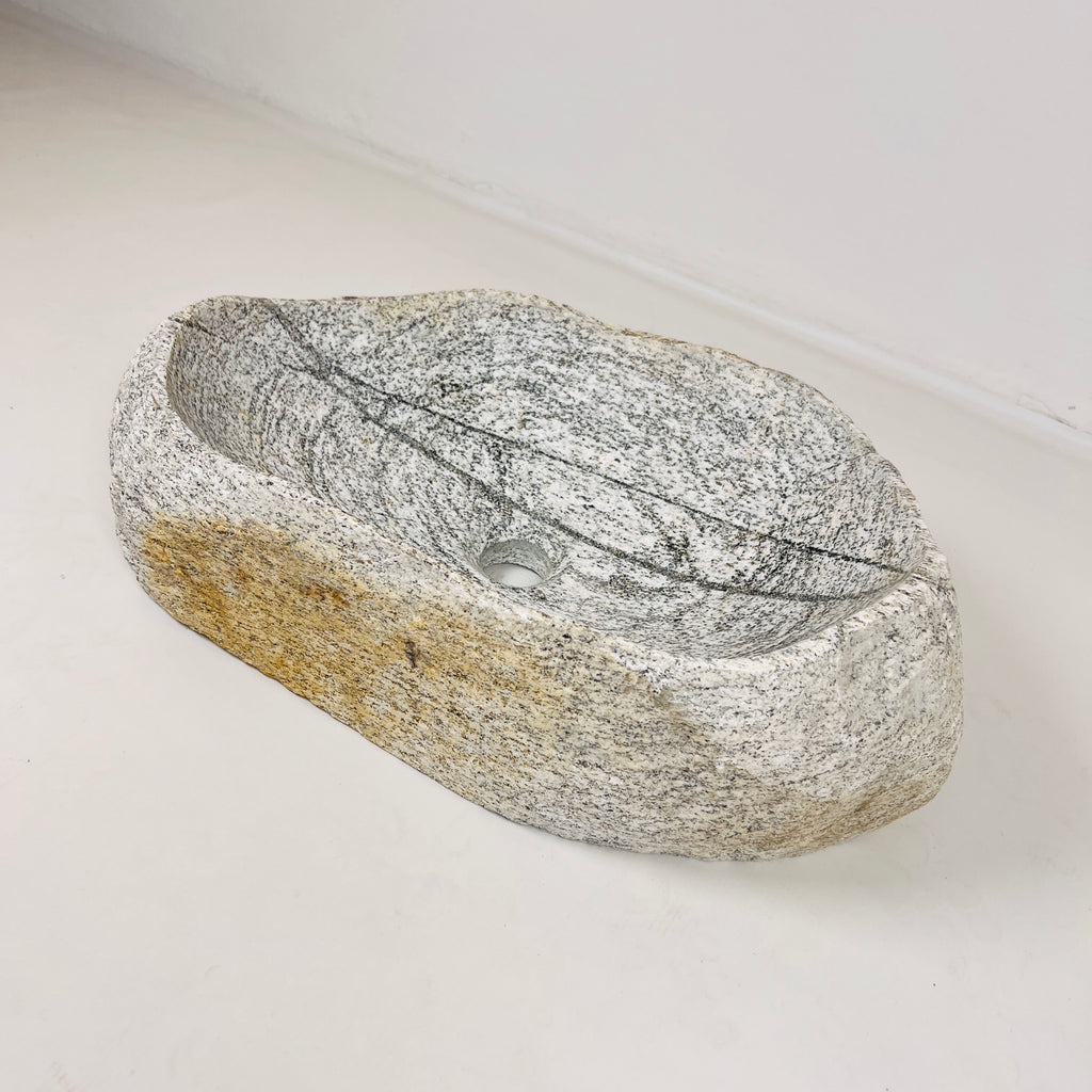 Grey Halo Mustard Grazed River Stone Sink