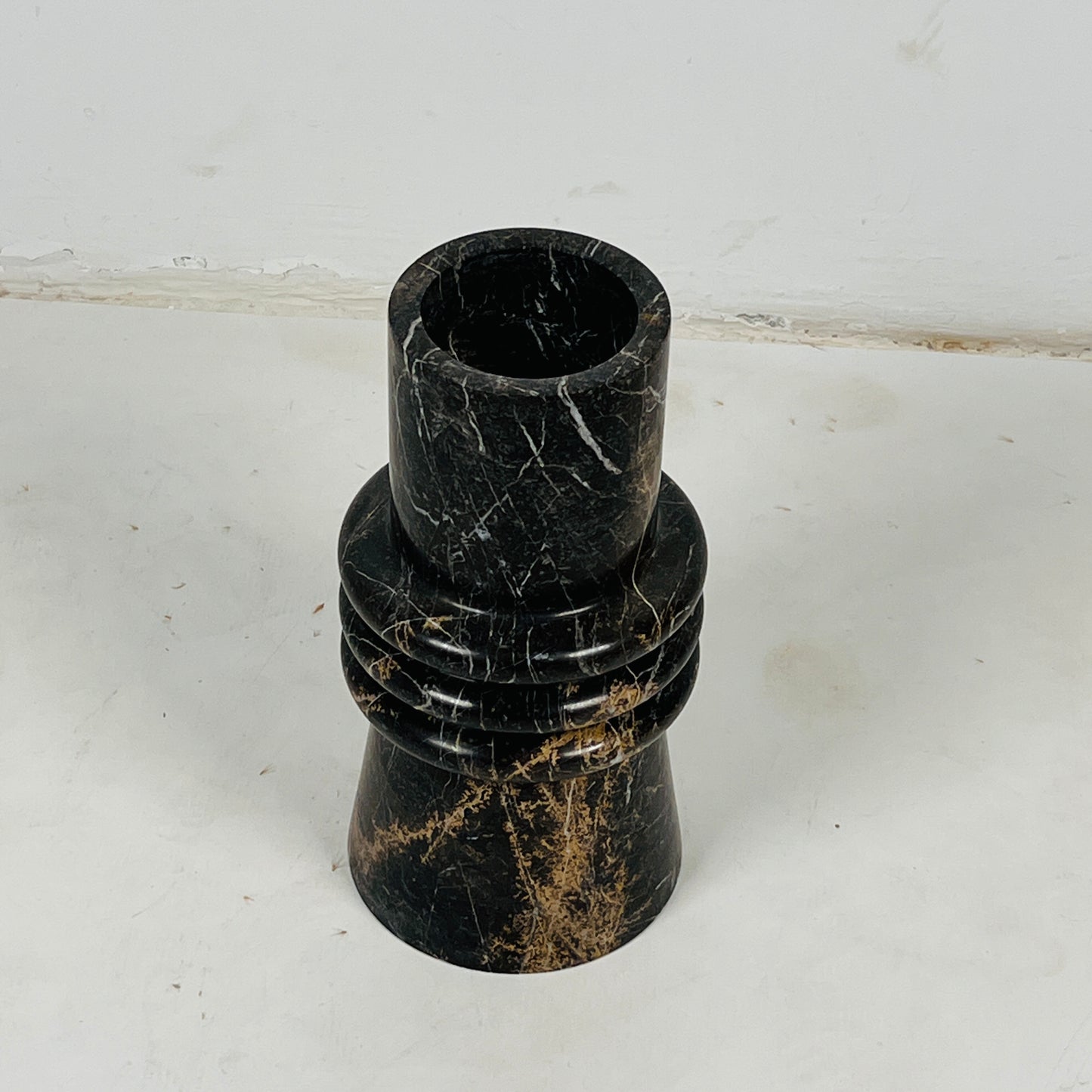 Ringed Marble Vase - Black