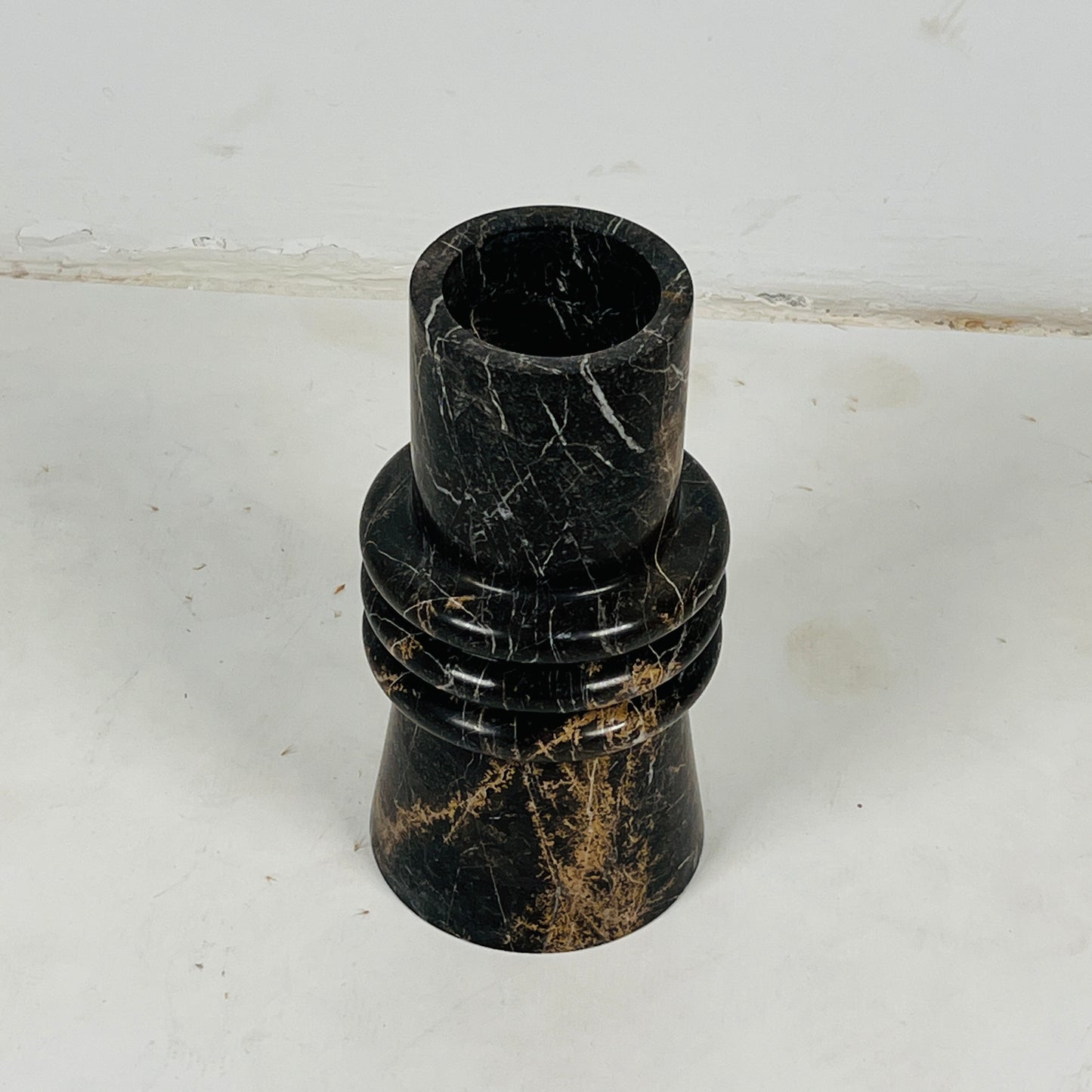 Ringed Marble Vase - Black