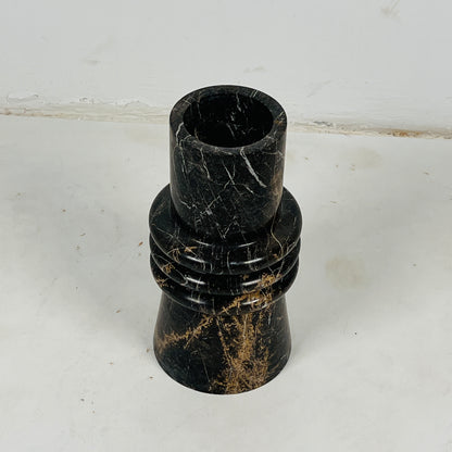 Ringed Marble Vase - Black