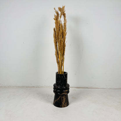 Ringed Marble Vase - Black