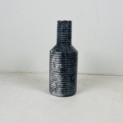 Grooved Marble Vase - Black & Blue