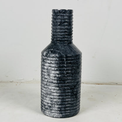Grooved Marble Vase - Black & Blue